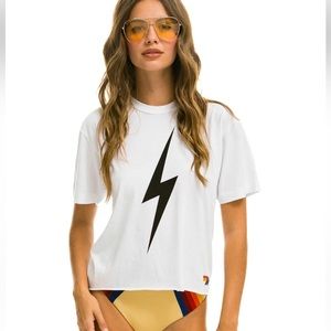 Aviator Nation WOMEN'S BOLT BOYFRIEND TEE  Color: White  Size: XS